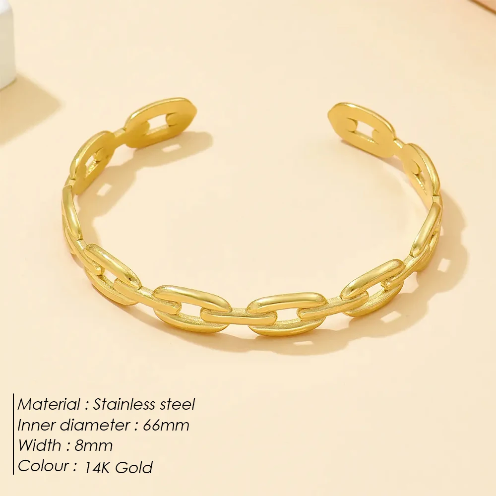 eManco جودة عالية الفولاذ المقاوم للصدأ الإسورة هندسية الهيكل العظمي مطلية بالذهب سوار العصرية السيدات المجوهرات هدية بالجملة