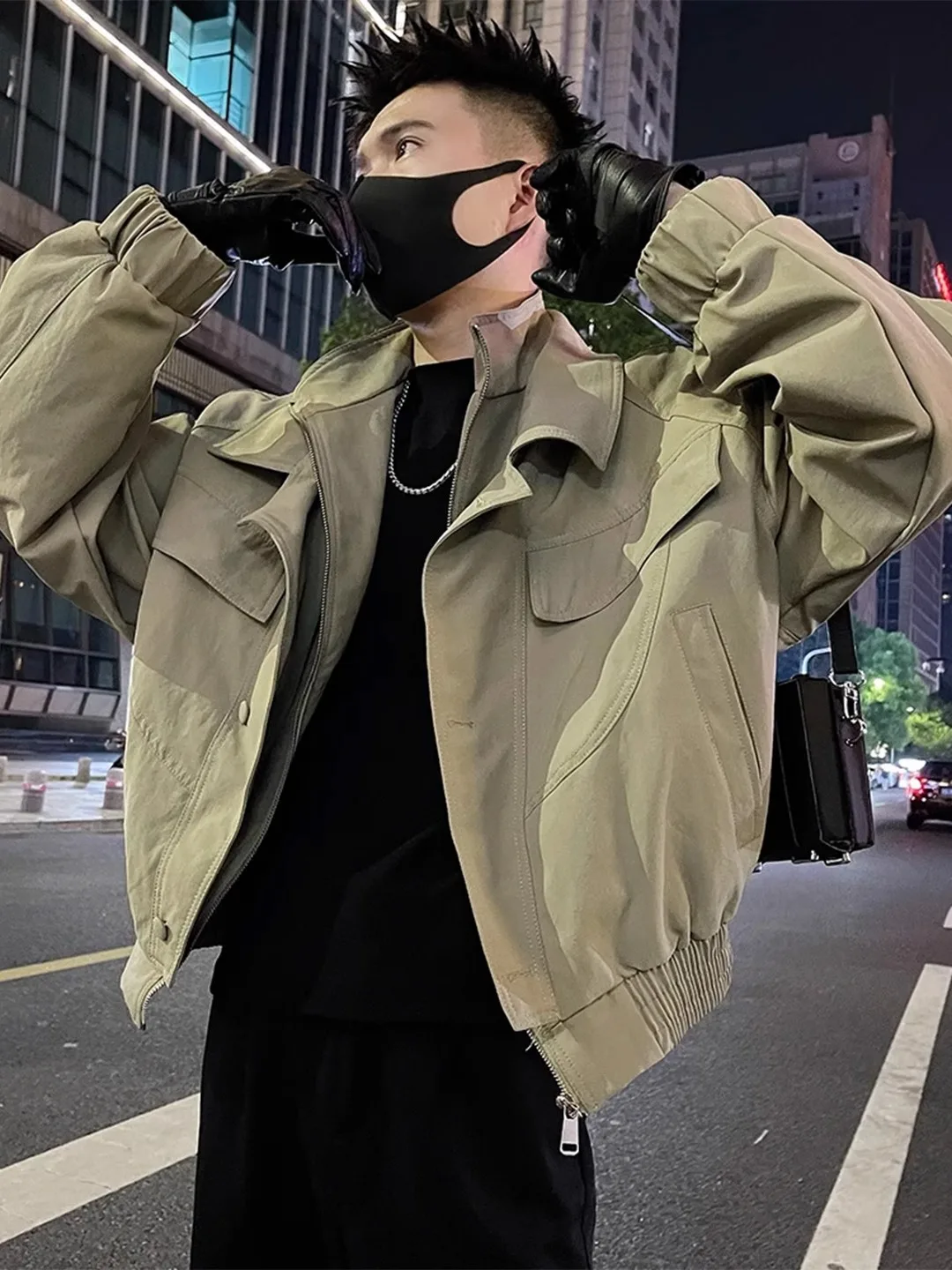 

American High Street Deconstructed Patchwork Design Men's ort Flight Jaet Workwear Outerwear Trendy Autumn Coat