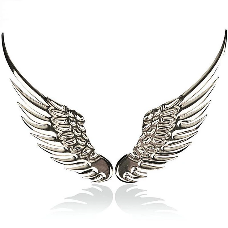 Metal anjo asa adesivo para carro, 3D estéreo, decoração de moto, decalque exterior, grandes asas, emblema cromado, automático