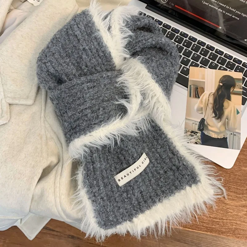 وشاح محبوك للنساء سميكة عادية ودافئة شال وشاح عصري ومتعدد الاستخدامات لفصلي الخريف والشتاء وشاح المرأة الفاخرة #3