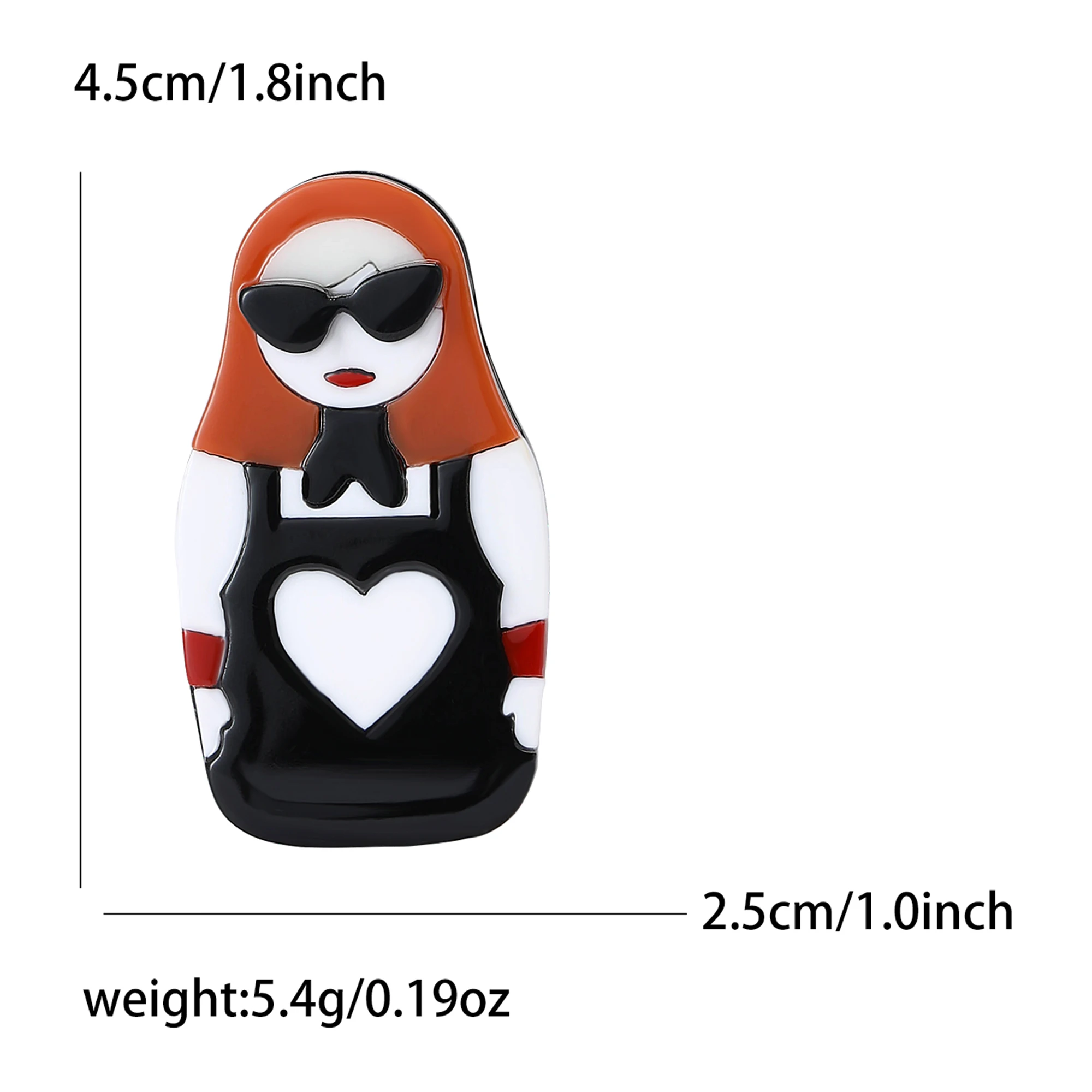 Trendy Acrylic Matryoshka Brooches for Women Unisex Little Red Riding Hood Pins Office Party Friends Gifts Jewelry Accessories