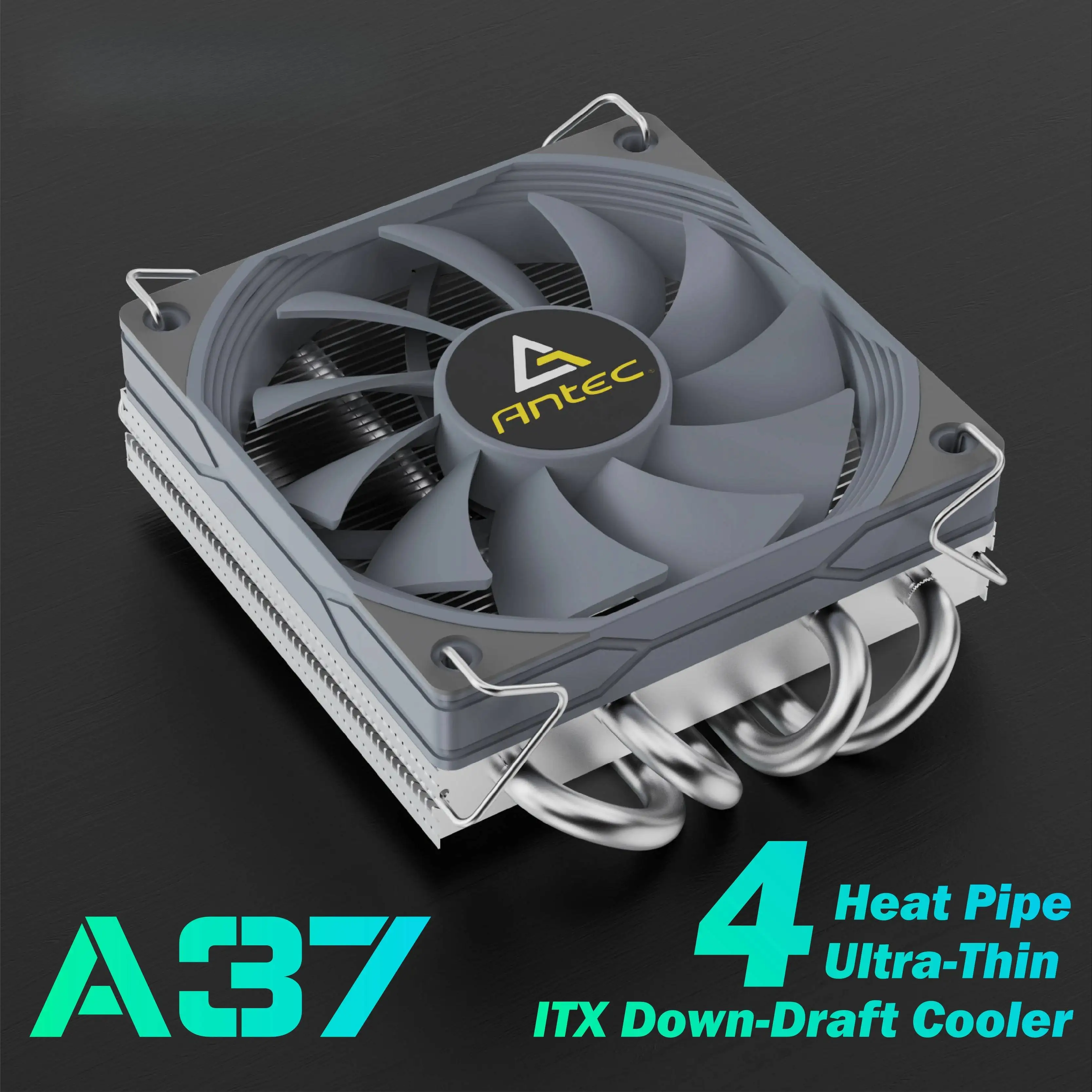 Antec A37 A45 Radiator 92mm PWM Fan CPU Cooler ITX Low Profile 130W-TDP for Intel/AMD 12.8W/m.K Paste,I5-12400F/Ryzen-7500F