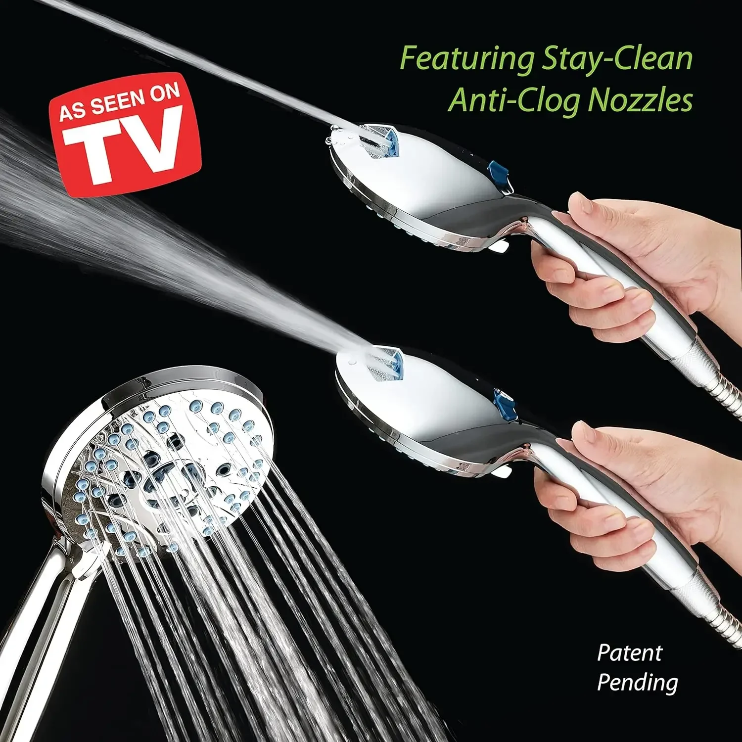 AquaCare High Pressure 8-mode Handheld Shower Head - Anti-clog Nozzles, Built-in Power Wash to Clean Tub, Tile & Pets