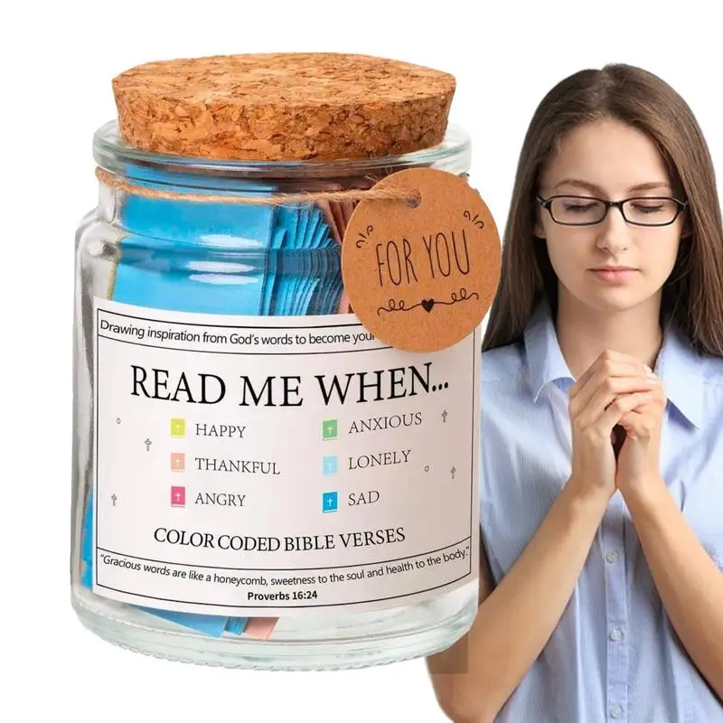 Christian Bible Jar Read Me When Colorful Bible Verses in Glass Blessings Jar Easter gifts Gratitude Jar with Coded holy Cards