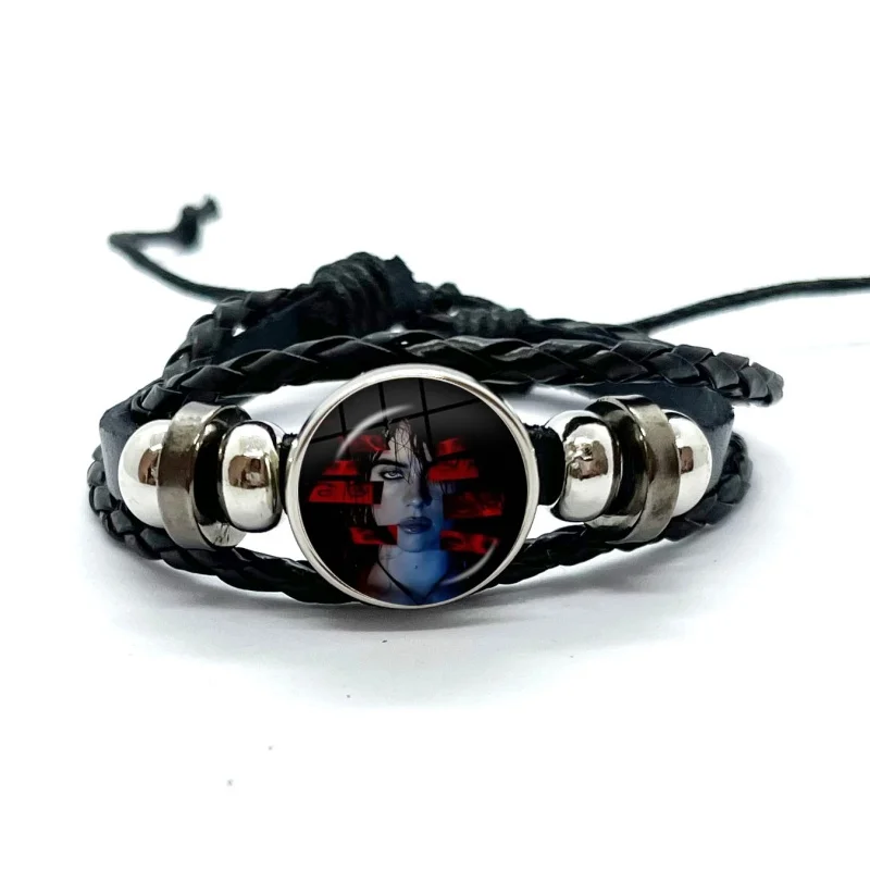 Singer Billie Eilish Cartoon Cute Leather Bracelets Glass Dome Snap Button Bracelet & Bangles Fashion Women Men Jewelry