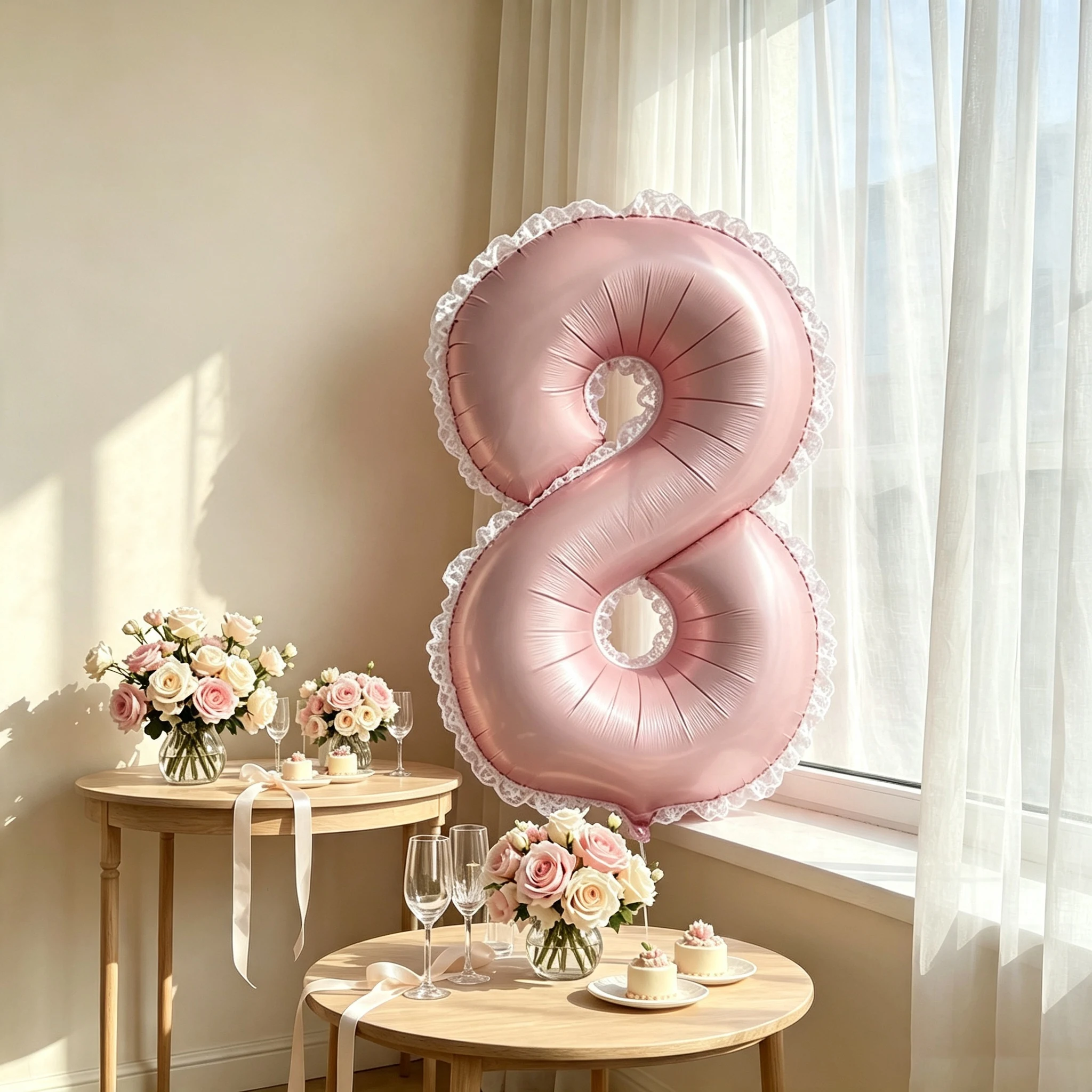 40 Zoll große matte rosa Aluminiumfolien-Zahlenballons, 0-9 Spitzenrand-Aluminiumfolienballons, mit Klebepunkten, wiederverwendbar, geeignet für Geburtstagsfeiern, Feiertagsdekorationen,