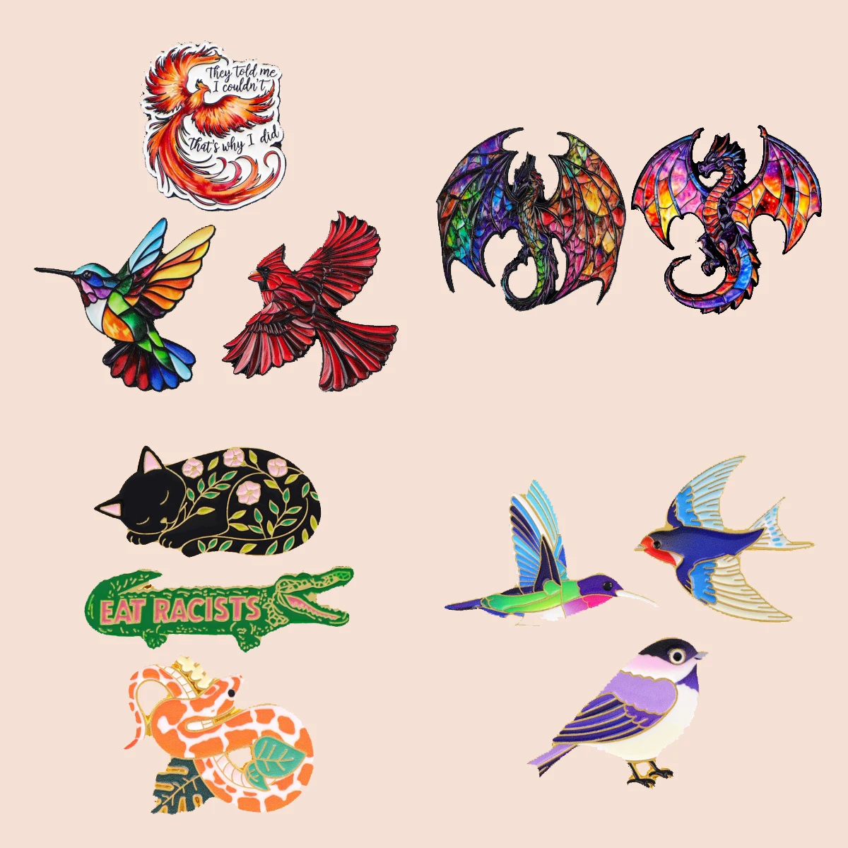 مزيج 2/3 قطعة/المجموعة الحيوانات الملونة المينا دبابيس المعادن Brids بروش ظهره قبعة حقيبة طوق التلبيب شارات الرجال النساء مجوهرات الأزياء