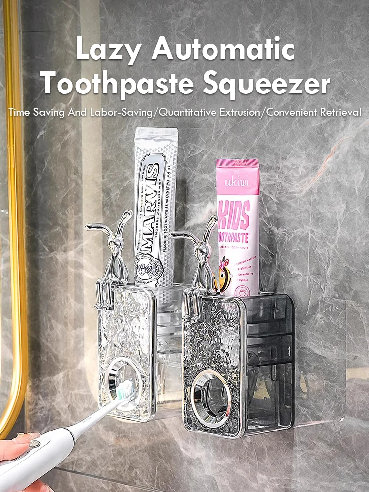 

Соковыжималка для зубной пасты в ванной комнате, настенная неперфорированная автоматическая стеллаж для хранения зубной пасты, прозрачная водная рябь
