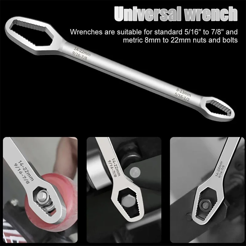 Universal 8-22mm Torx Wrench Self-tightening Adjustable Glasses Wrench Board Double-head Torx Spanner Hand Tools for Factory