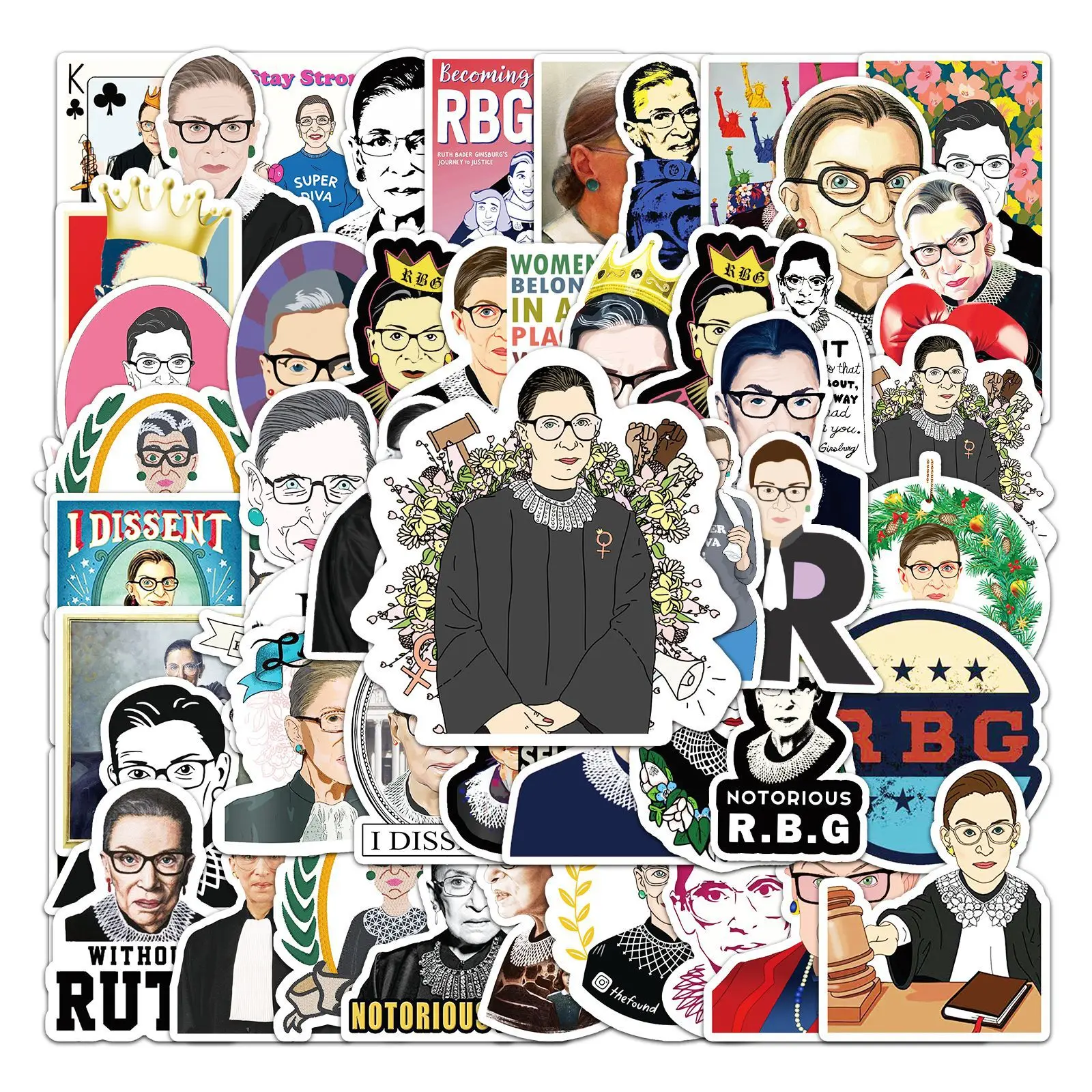 51 قطعة من ملصقات RBG ملصقات كرتونية إبداعية للأمتعة والسكوتر والثلاجة والقرطاسية