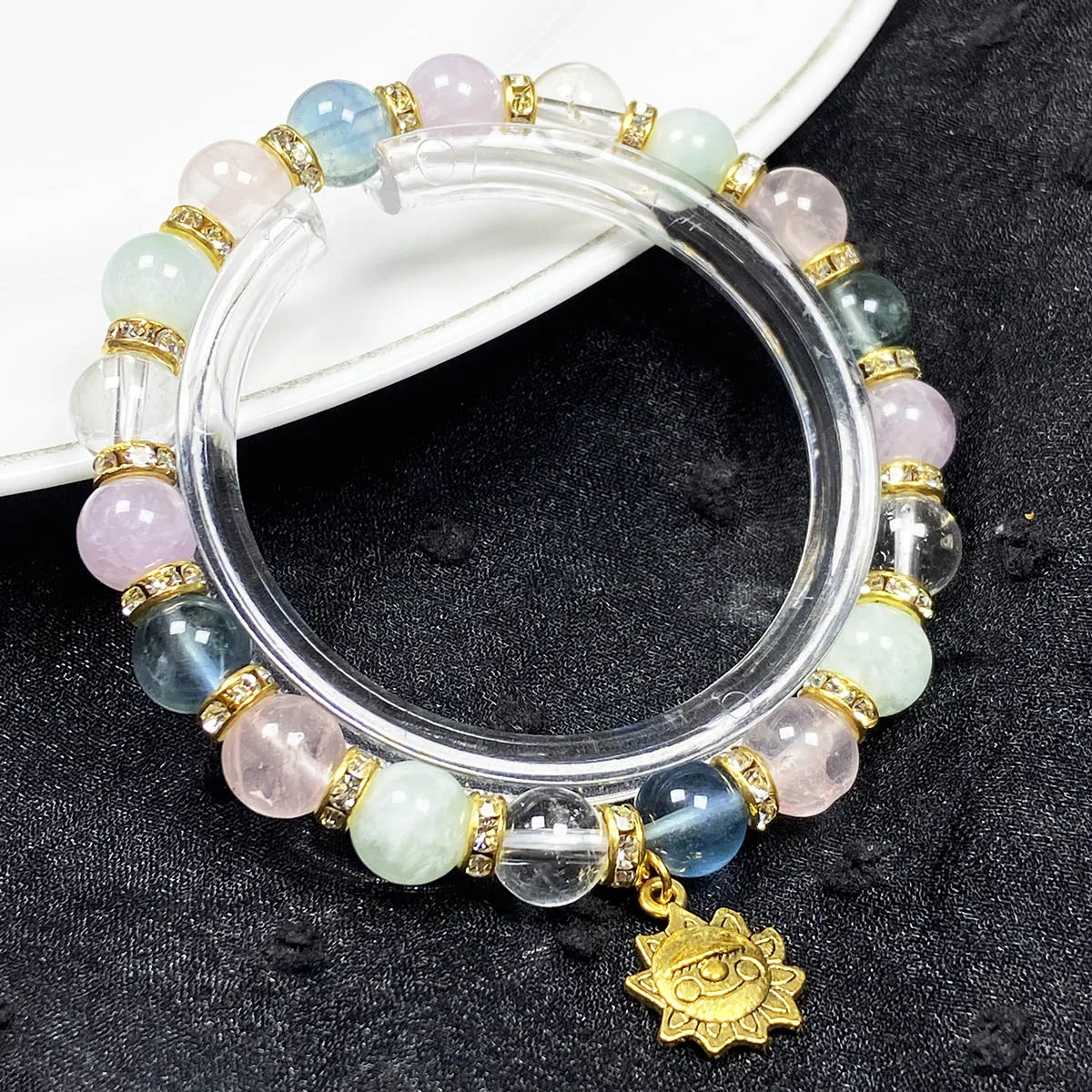 Colorful Crystal Beaded Sun Bracelet for Girl, Jewelry Gift, Wedding Party, Accessories Design