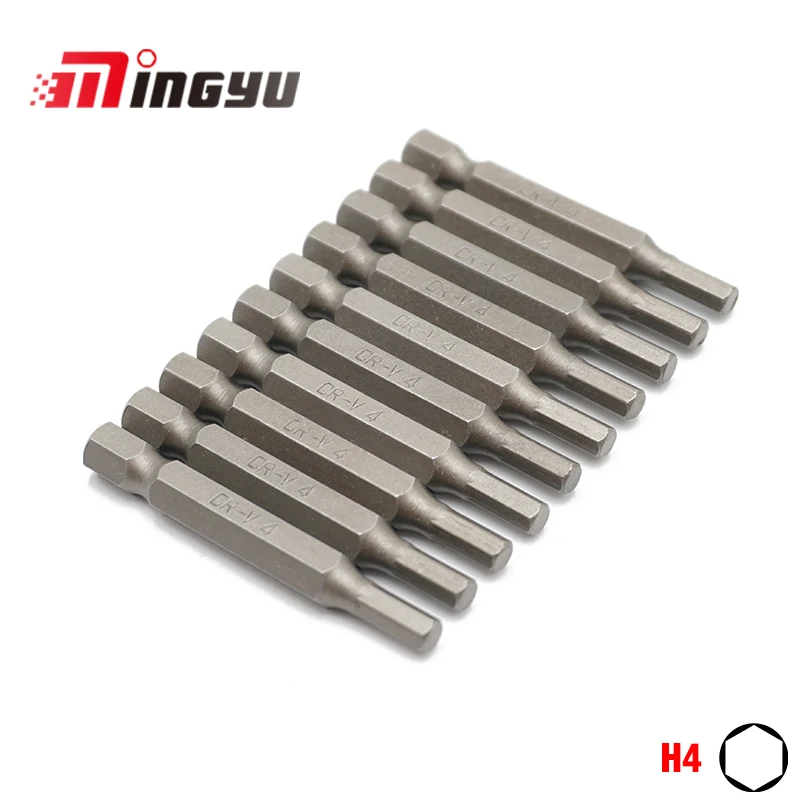 10pcs 1/4 inch 50mm Length Hex H2 H2.5 H3 H4 H6 Screwdriver Bit Set Hexagon Screw Drivers Home Hex Allen Key Bits for Hand Tools