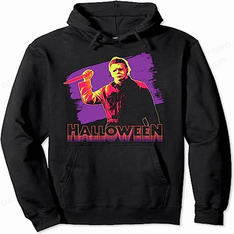 Halloween Horror Michael Myers Men's Hoodie Men's and Women's Fashion Simple Long sleeved Pullover Street Trend Large Sweatshirt