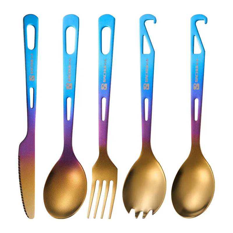 

Camping Supplies Hiking Survival Tourism Titanium For Trekking Outdoor Cooking Picnic Cookware Bbq Travel Tableware Gear Cutlery