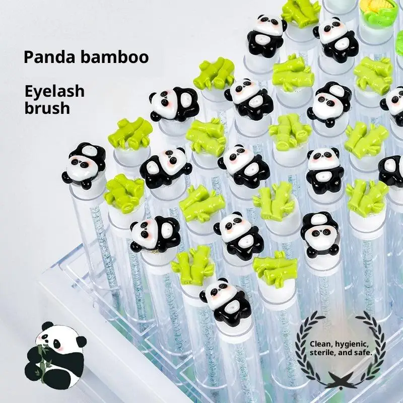 1/10 pièces brosse à cils brosses à cils pour Extensions de cils Spoolies nettoyage Mascara baguettes Tube Panda Tube de bambou Mascara