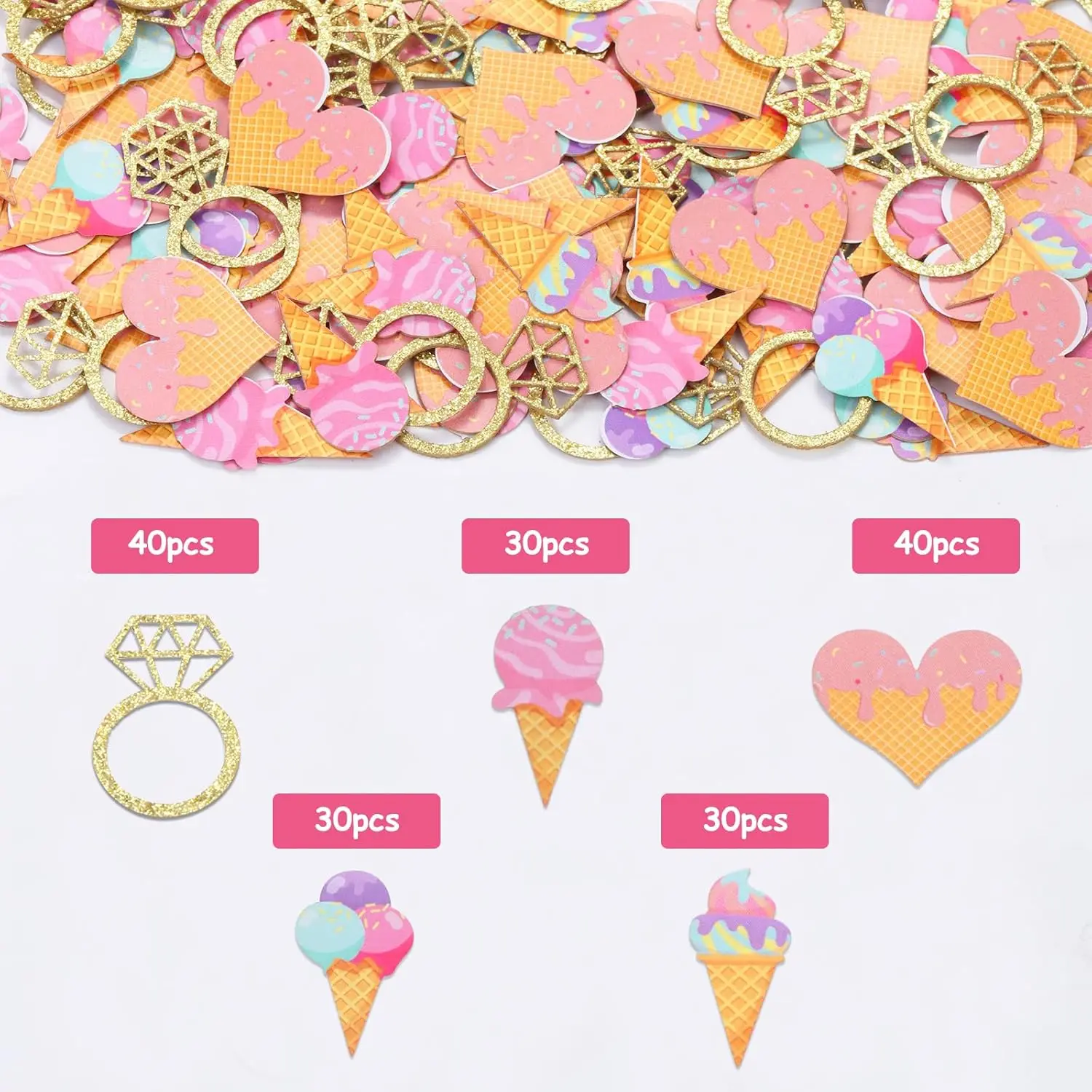 ديكور دش الزفاف الآيس كريم، قصاصات دش الزفاف الآيس كريم للطاولة، لقد تم مغرفة لوازم حفلات الزفاف