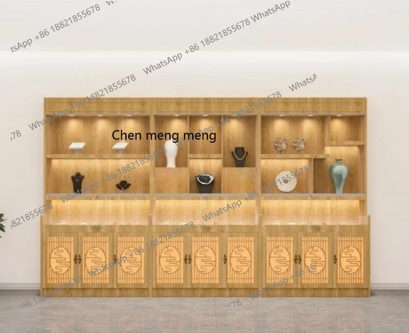 X Solid wood jewelry display, jewelry, glass counter tea showcase display case
