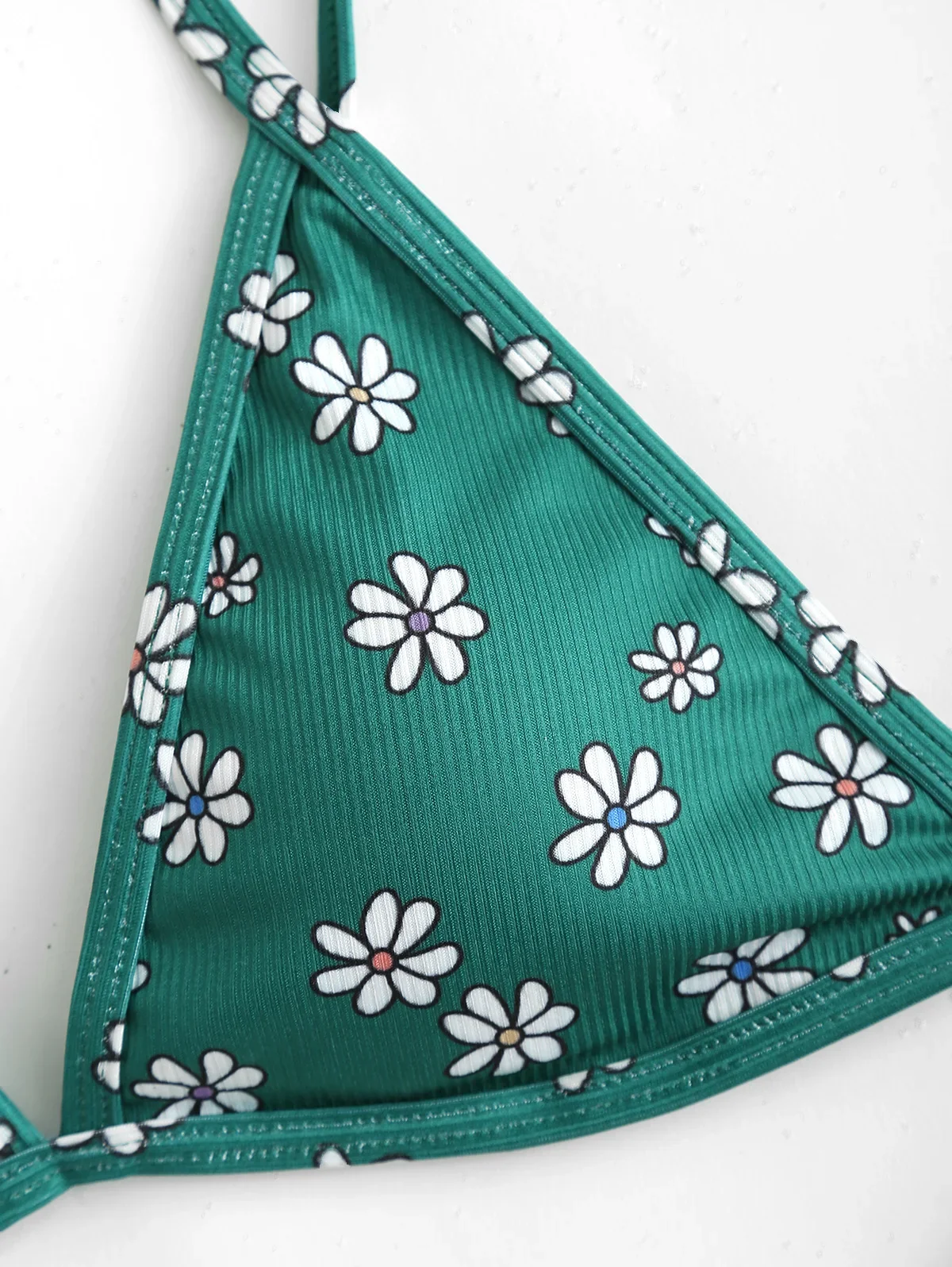 ZAFUL Ribbed Floral Strappy Cut Out Bikini Swimwear