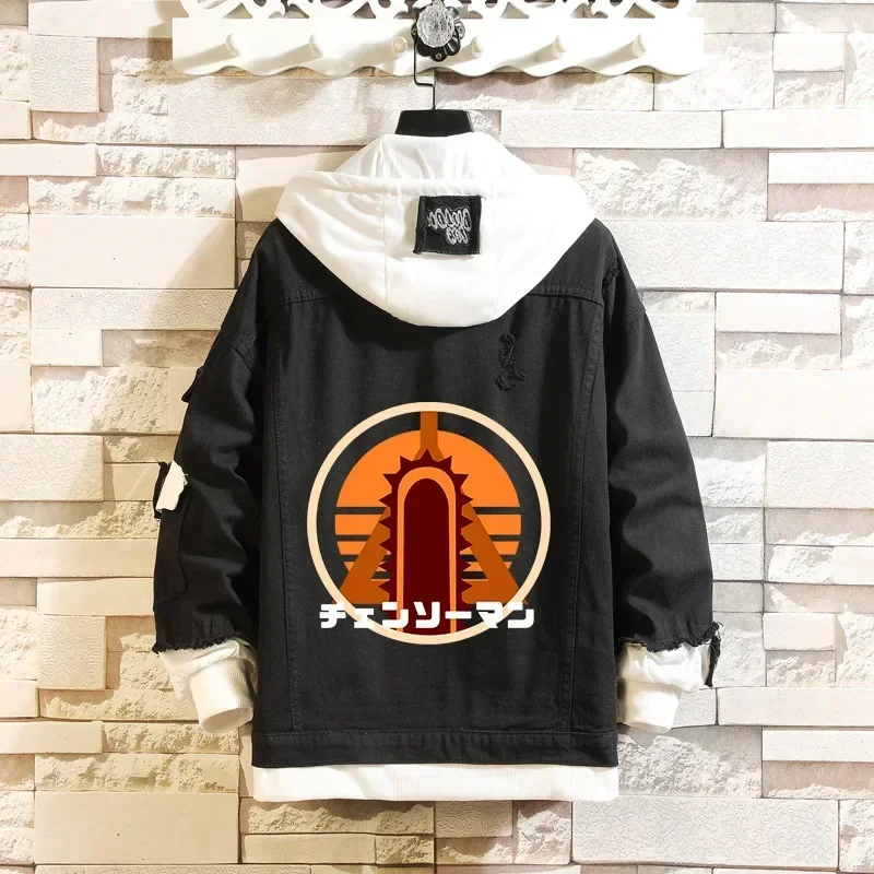 Abrigos de Anime para hombre, chaqueta vaquera de motosierra, chaquetas con capucha de Pochita, disfraces con capucha Denji, Tops informales de moda, abrigo Unisex 2024