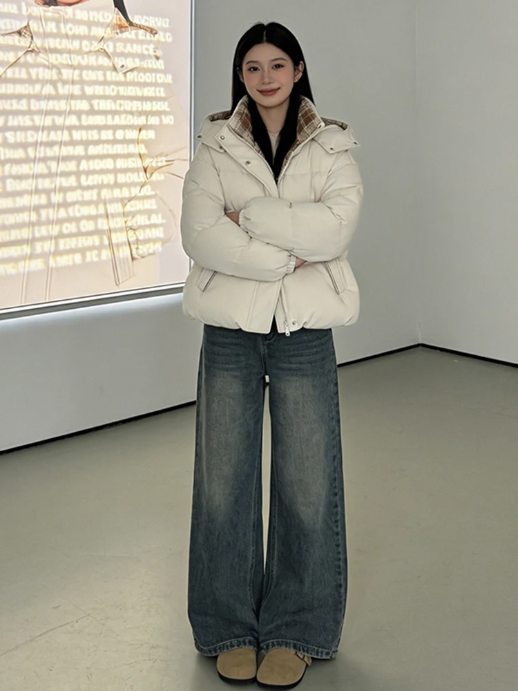 

Faionable Thiened down Jaet Zipper Coat Women's Cotton Polyester Fiber Filled Korean Sle Commute ort Length