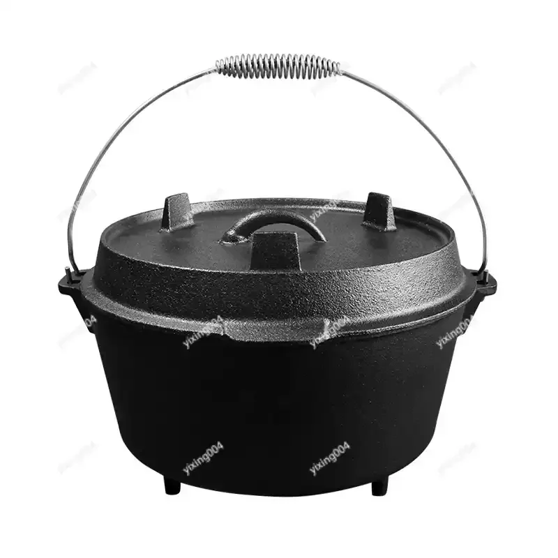 Uncoated Three-Legged Cast Iron Pot Outdoor Camping Cookware for Picnic Cooking