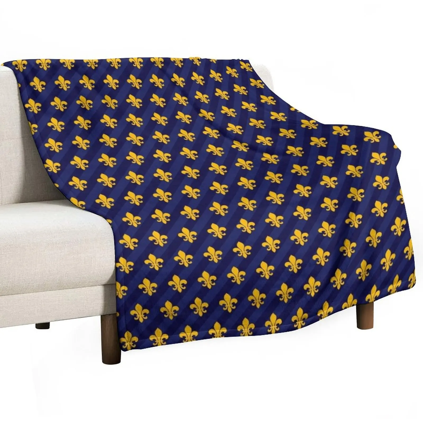 Fleur de Lys gold blue larger Throw Blanket Winter beds for babies Quilt Blankets