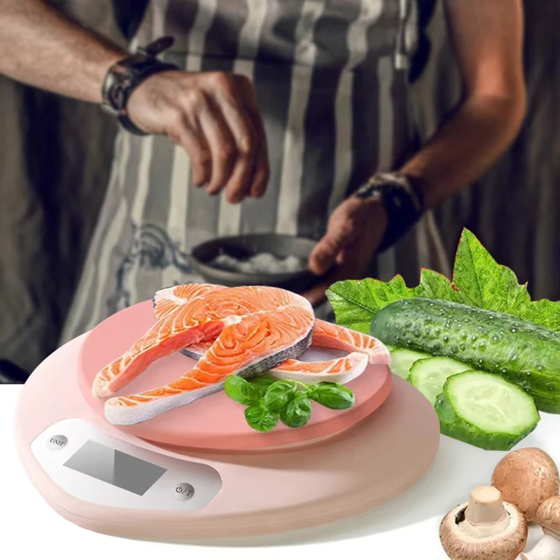 Digital Kitchen Scale Pink Heart-shaped Portable High-Precision Scale 5kg/1g 3kg/0.1g LCD Display Electronic Scale Battery Power view 4