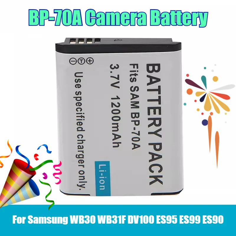 3.7V 1200mAh BP-70A Camera Battery,for Samsung WB30 WB31F DV100 ES95 ES99 ES90