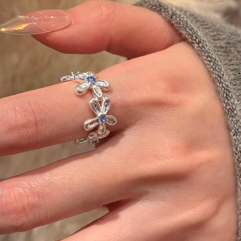 GANPUP Zarte Blumen-Zirkon Verstellbare Fingerringe für Frauen Süßer Modischer Neuer Ring Schmuck Geschenk Party Geburtstag кольцо – Detail 5