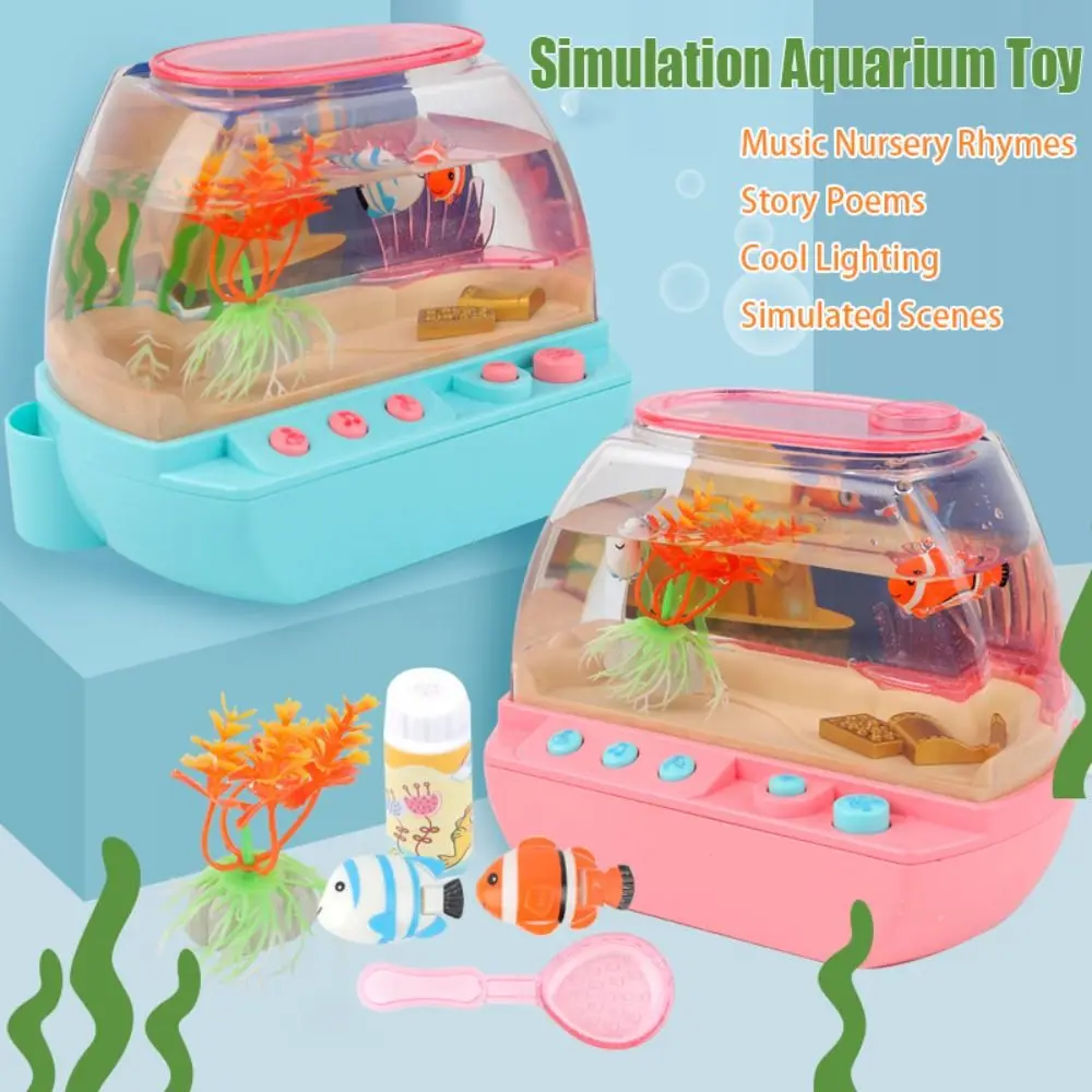 

Plastic Simulation Aquarium With Lights Music Puzzle Toy Mini Desktop Fish Tank Toy Early Education Electronic Pet Toys Kids Toy
