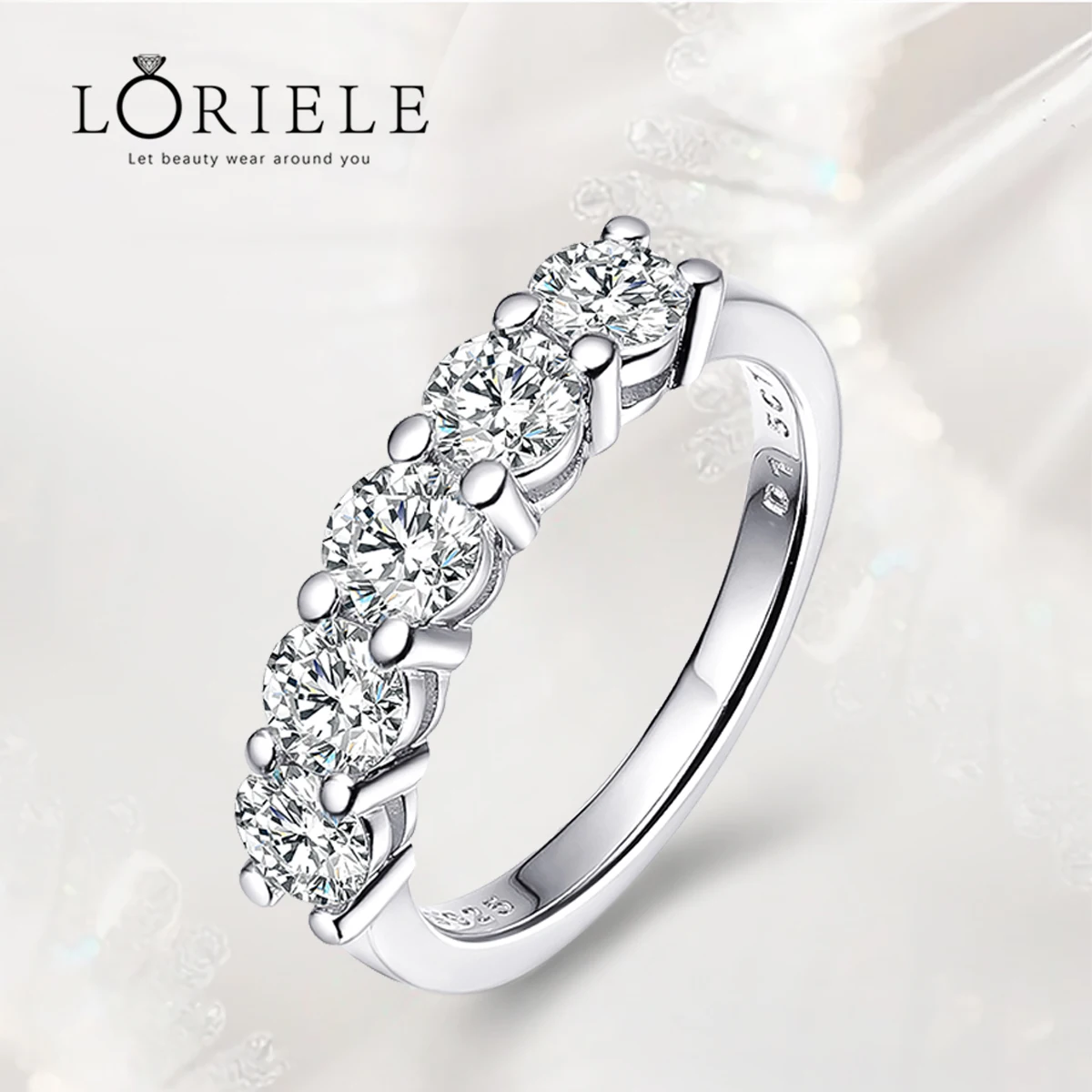 

LORIELE White Gold D Color 4mm Moissanite Ring for Women 1.5CT Stone Match Diamond Wedding Band Bride S925 Sterling Silver GRA