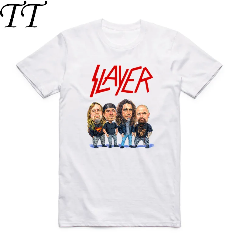 Asian Size Men Printing Slayer Heavy Metal Thrash Rock Band T-shirt Summer O-Neck Short Sleeves Speed Metal Band T-shirt HCP4102