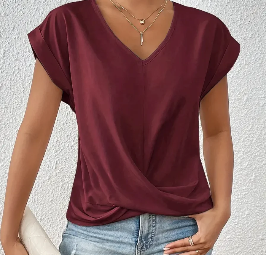 Camisetas Tees Clothes Black White V-Neck Women T Shirt New Summer Unique Short Sleeve T-Shirt Women Tops Women Clothing Q5593