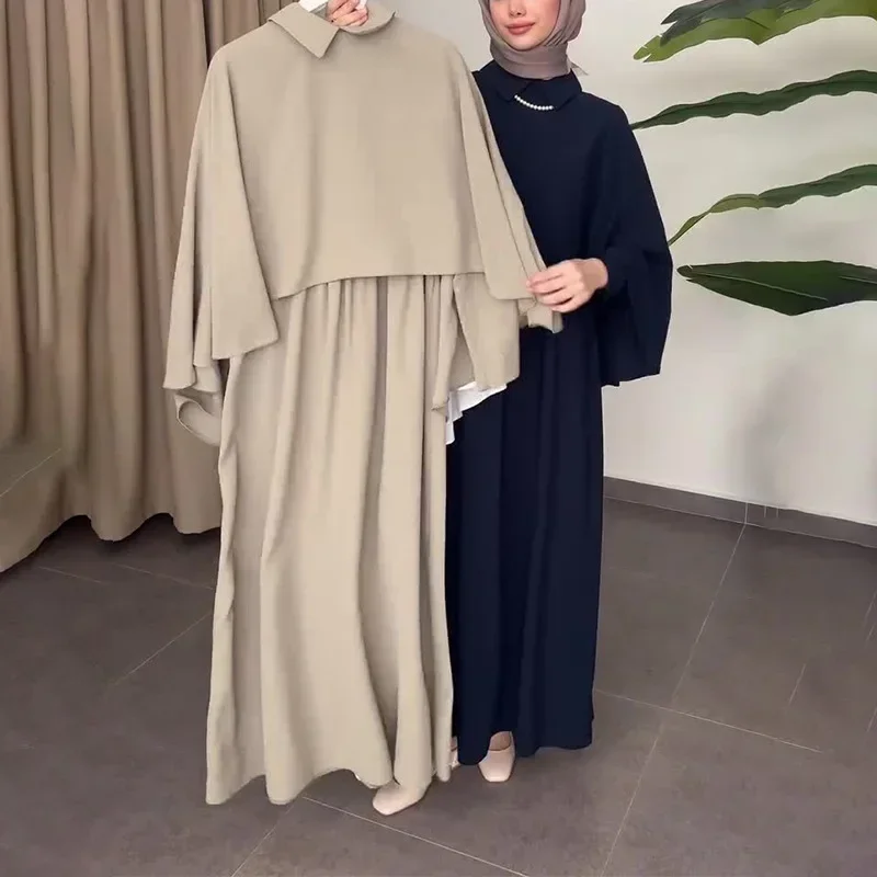 

2024 autumn and winter new Middle East foreign trade loose casual short shawl robe long skirt two-piece set