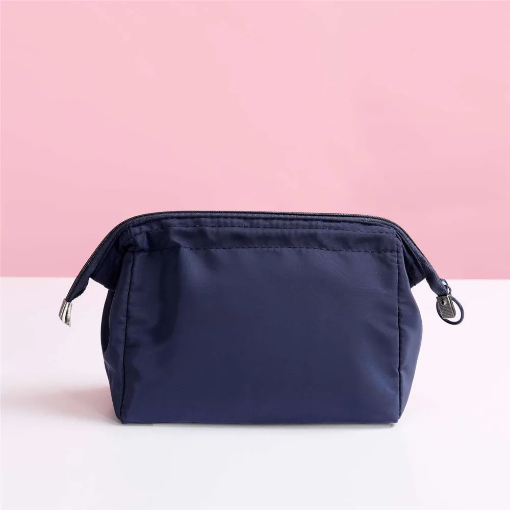 Bolsa de cosméticos portátil para mujer, organizador de viaje de Color sólido con cremallera, Mini bolsa de viaje, bolsa de aseo para mujer