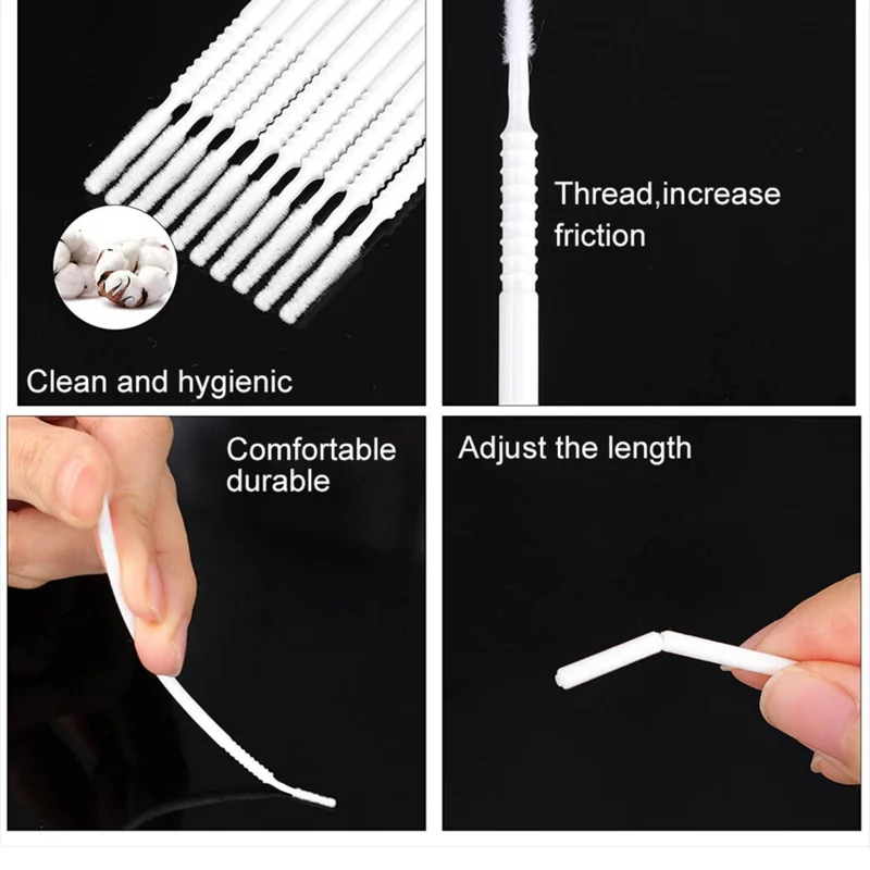 센스래쉬 100개 일회용 스파이럴 핸들 롱팁 마이크로 브러쉬 마스카라 완드 속눈썹 브러쉬 속눈썹 연장 메이크업 도구