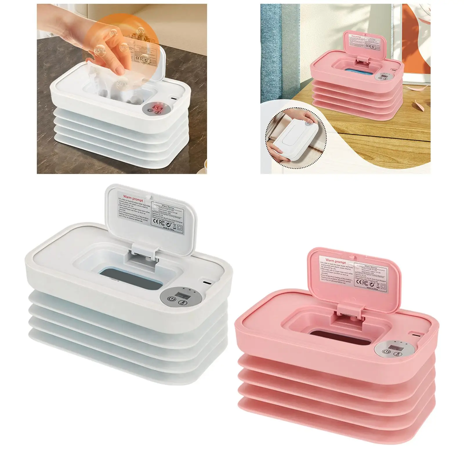 Babydoekjesverwarmer Luierdoekjesverwarmer Snel Intelligente thermostaat Opvouwbare verwarmingsdoekjes met grote capaciteit voor op reis