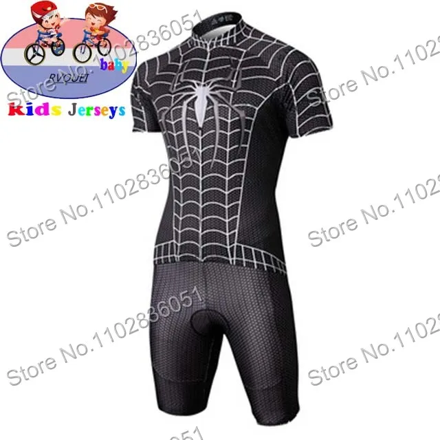 Kids Super Hero Spider Cycling Jersey Set Boy Girls Cycling Clothing Children Road Bike Shirts Suit MTB Ropa Ciclismo Maillot