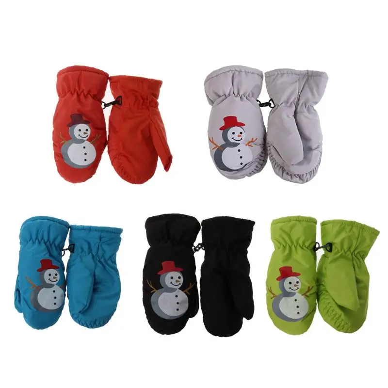 Cartoon Winter Children Multi Color Thickening Ski Gloves Kids Windproof Waterproof Non-slip with Buckle Cycling Mitten