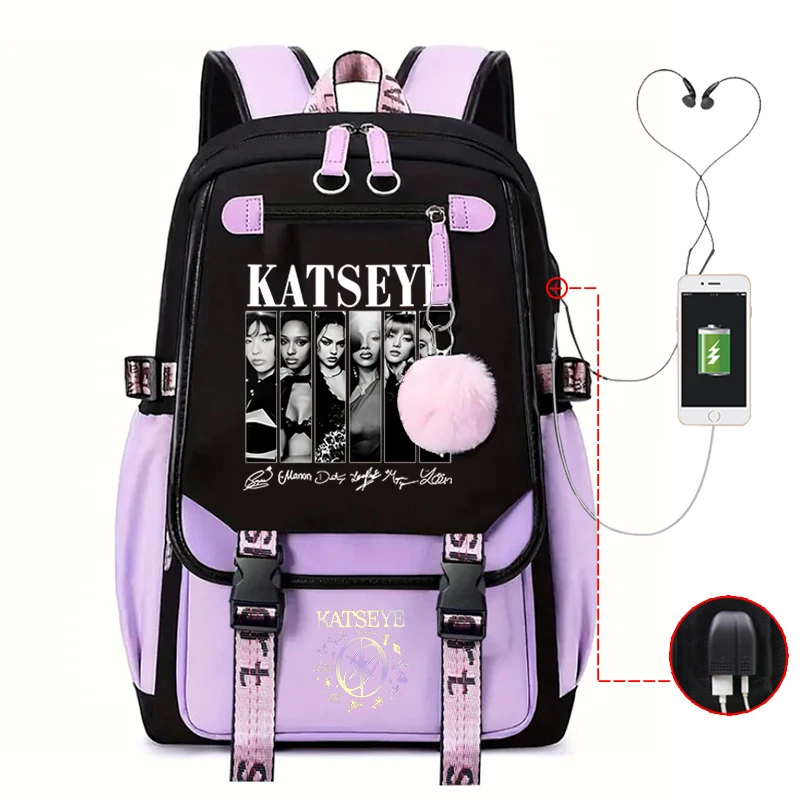 New Kpop Katseye Backpack Multifunction Backpack Women Men Girl Travel Daily Backpack Teens School Bag Laptop Bag