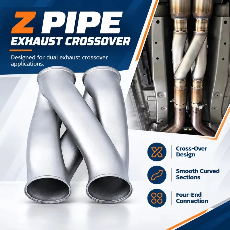 Stainless Steel Exhaust Z Pipe 2.5 3 Inch With Crossed Tube Design for Custom Dual Exhaust Systems PX