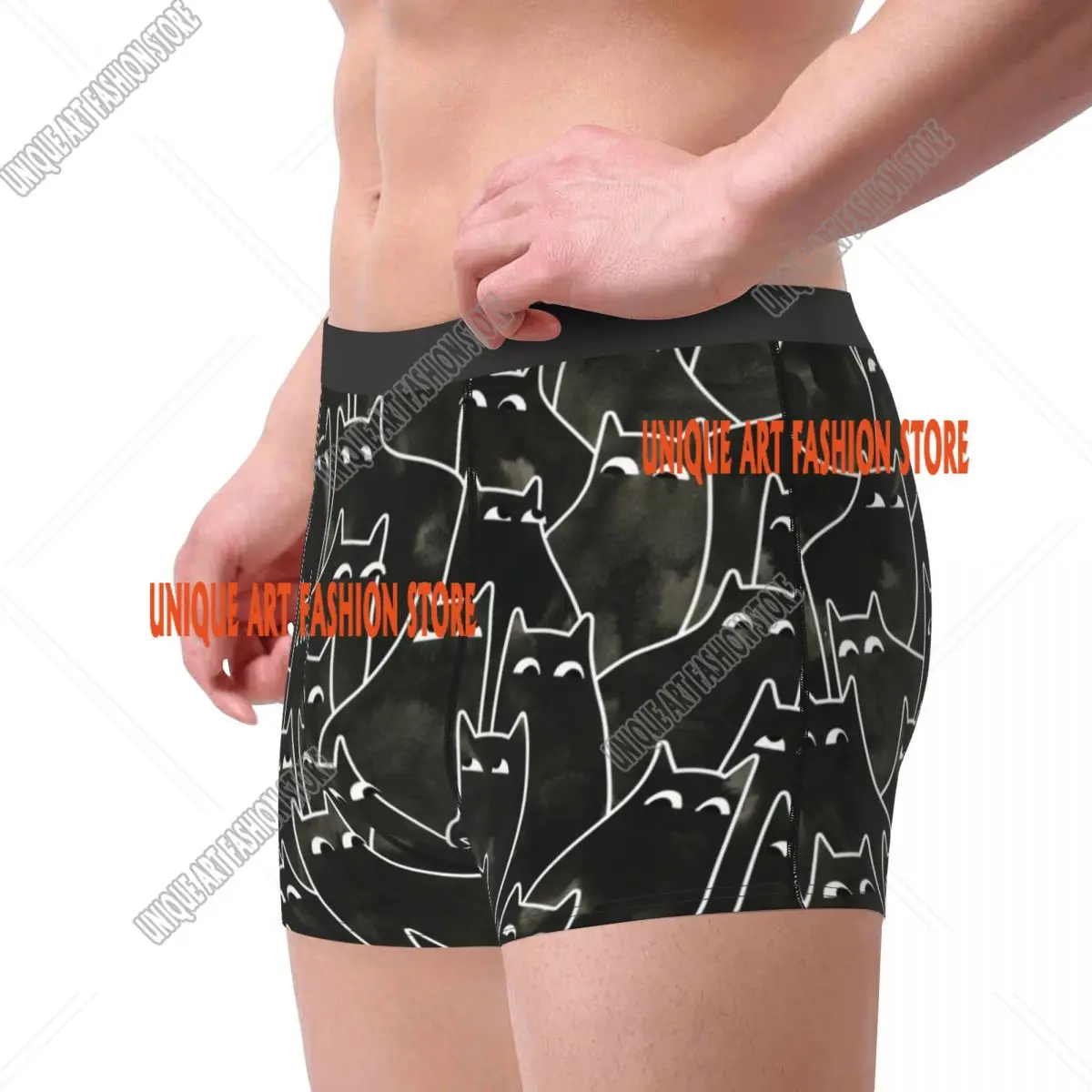 Custom Suspicious Cats Pattern Underwear Men Stretch Boxer Briefs Shorts Panties Soft Underpants For Homme