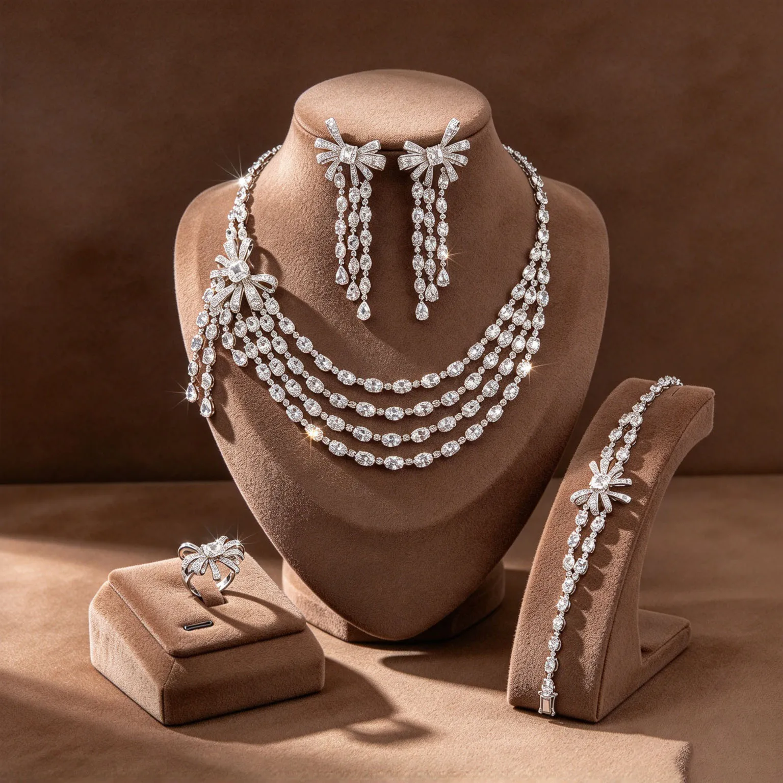 HIBRIDE European and American Style Fashion Fine Jewelry Necklace Earring Set Suitable for Women's Wedding Event Gift S-1300