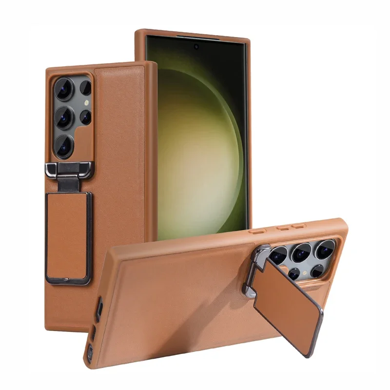Retro For Samsung Galaxy S23 S24 Ultra Camshield Foldable Holder Bracket Case Business Leather Camera Lens Flip Kickstand Cover
