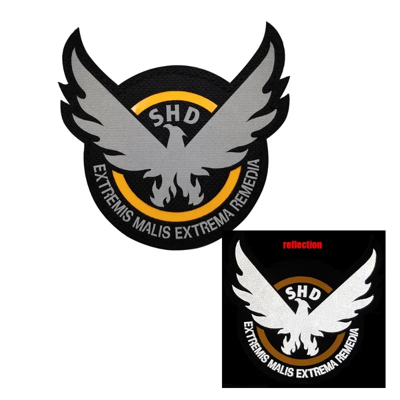 The Division Embroidery Patch Game Airsoft Cosplay PVC Armband SHD Wings Out Badge Military Tactical Skull Hook and Loop Patches