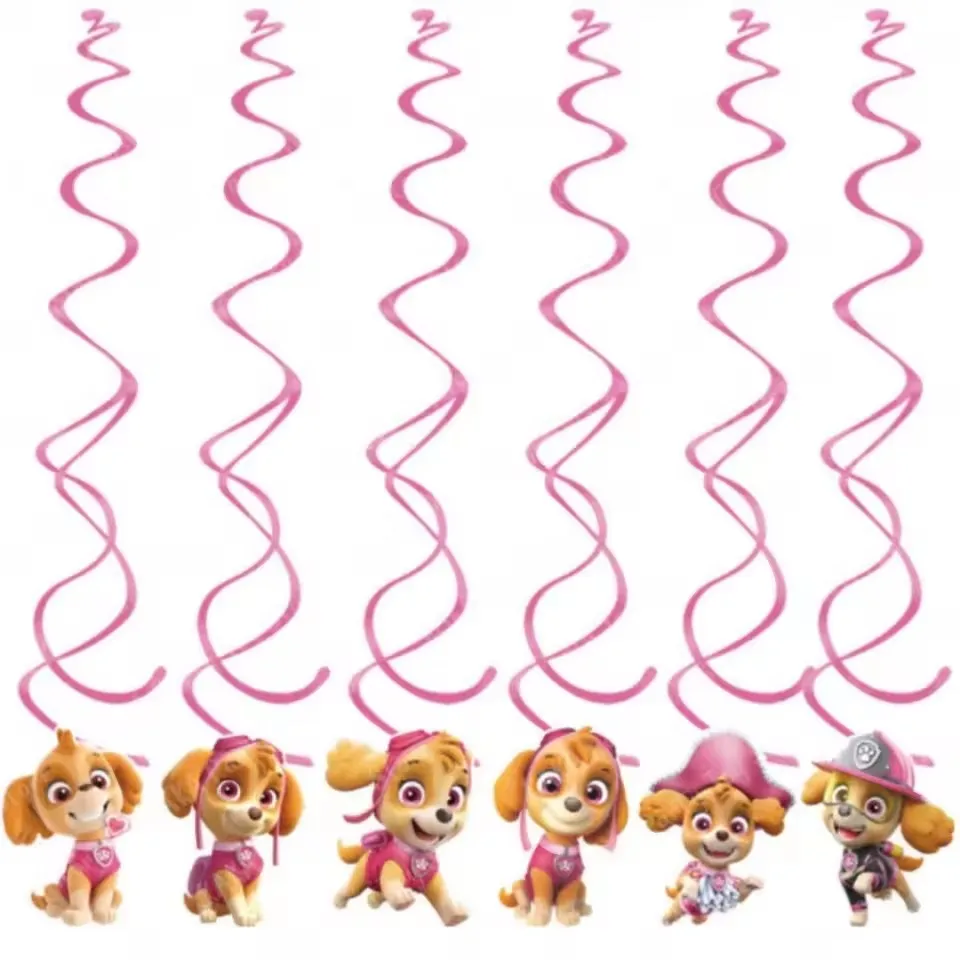 Paw Patrol Skye Theme Birthday Decoration Pink Theme Paper Banner   Hanging Swirls for Kids Girls Baby Shower Party Supplies Set