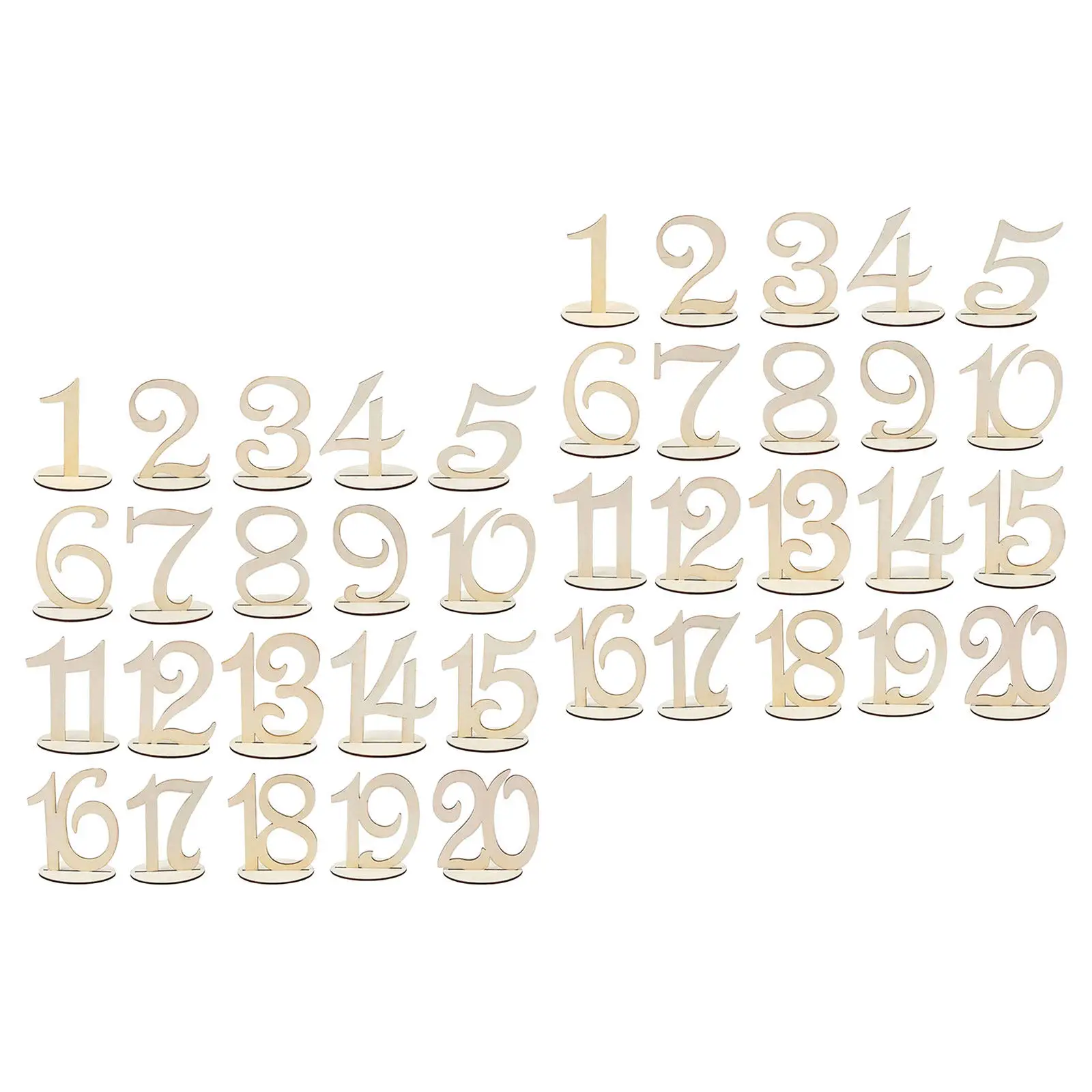 40Pcs Wedding Table Numbers Wooden Freestanding Table Number Stands for Reception Party Catering Boho Wedding Decor