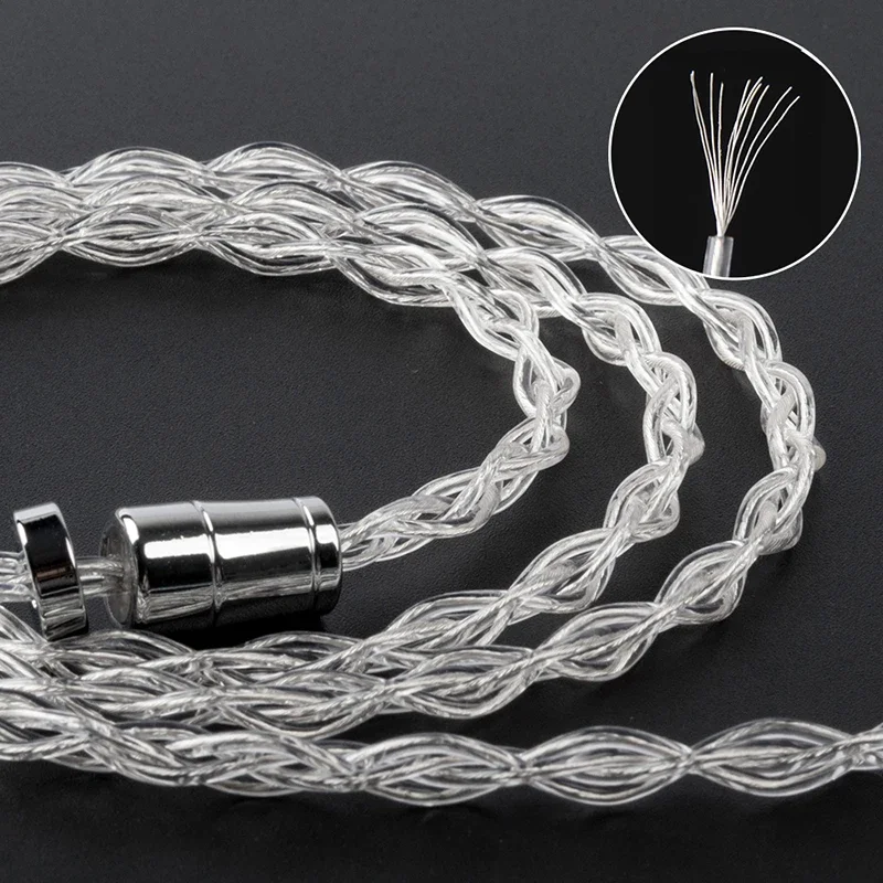 KBEAR Cavo per auricolari di aggiornamento flagship in argento sterling trasparente intrecciato a mano disponibile in spine da 4,4 mm/3,5 mm/2,5 mm