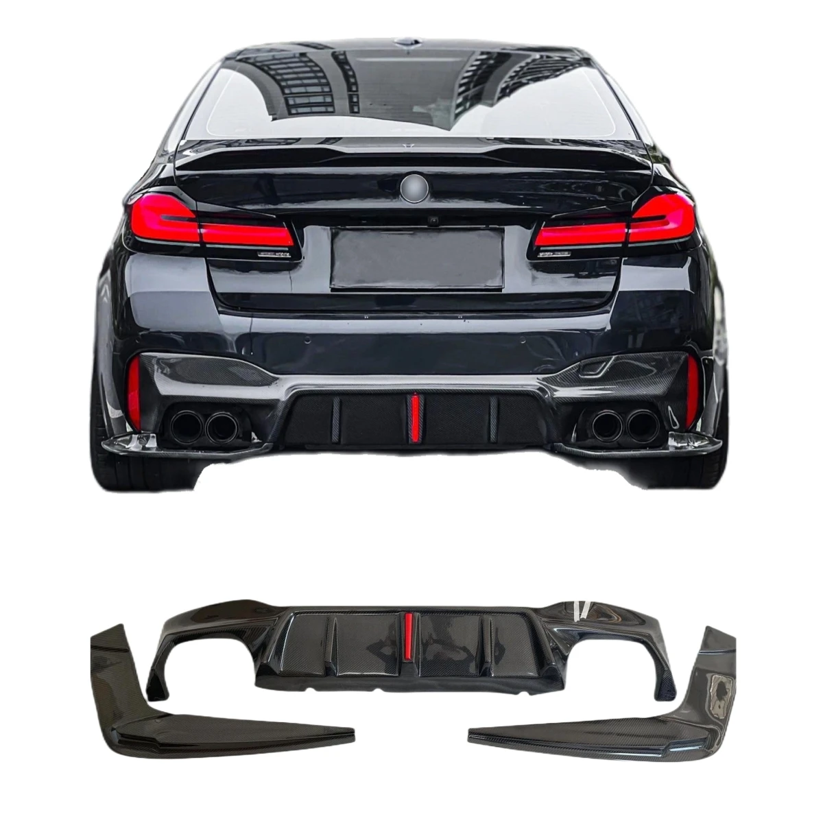 For BMW 5 Series Upgrade G30 G38 Rear Diffuser Carbon Fiber Body Kit 3D Style