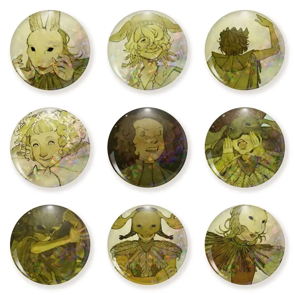 Yaelokre 75 x 75 25 x 25 mm runde Cartoon-Broschen für Rucksack, Hemd, Accessoires, Schmuck, Abzeichen, Geschenk für Freunde